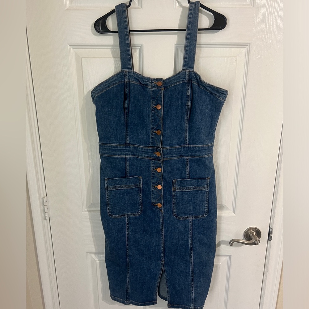 Blue Denim Midi Dress